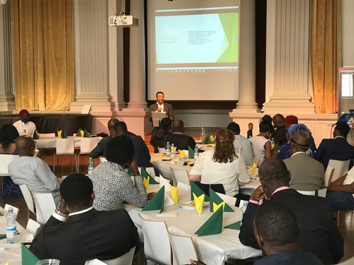 The CEO, Anthony-Claret Onwutalobi, delivering speech to the audience at a conference